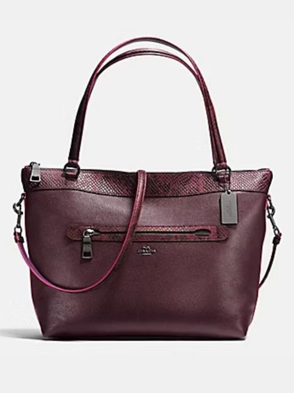 Euc Coach Taylor Oxblood Leather Python Embossed Shoulder Bag Purse